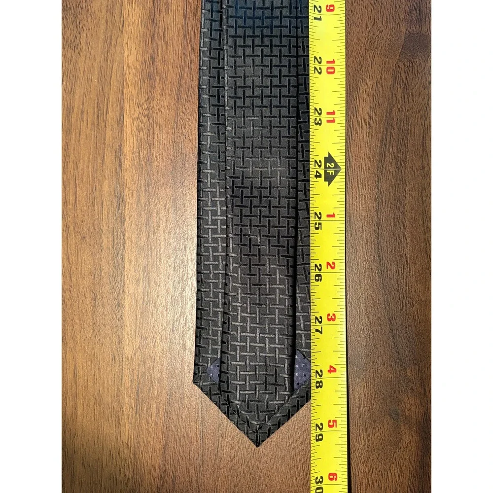 Pierre Cardin Black Basketweave Slim Necktie Mens One Size Excellent